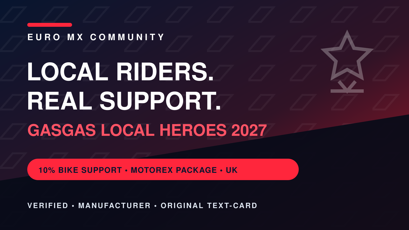 Euro MX Community editorial visual for GASGAS opens 2027 Local Heroes support to UK riders